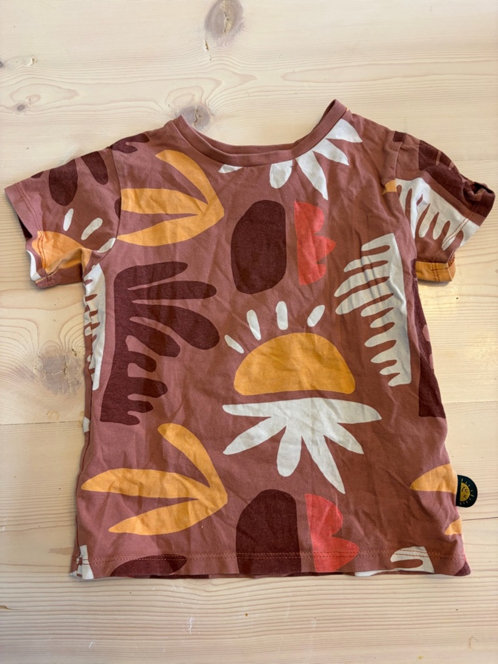 Kids Short Sleeve Graphic Tee in Rust Floral Print